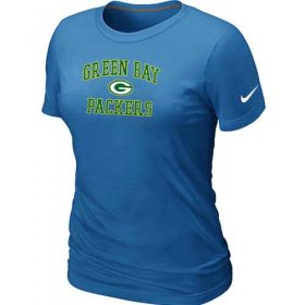 Wholesale Cheap Women\'s Nike Green Bay Packers Heart & Soul NFL T-Shirt Light Blue