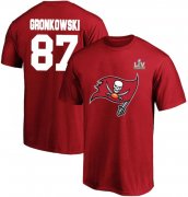 Wholesale Cheap Men's Tampa Bay Buccaneers Rob Gronkowski Fanatics Branded Red Super Bowl LV Champions Big & Tall Name & Number T-Shirt