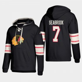 Wholesale Cheap Chicago Blackhawks #7 Brent Seabrook Black adidas Lace-Up Pullover Hoodie