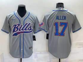 Wholesale Men\'s Buffalo Bills #17 Josh Allen Grey Stitched Cool Base Nike Baseball Jersey