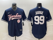 Cheap Men's New York Yankees #99 Aaron Judge Navy With Patch Cool Base Stitched Baseball Jersey