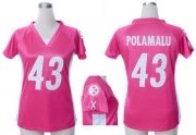 Wholesale Cheap Nike Steelers #43 Troy Polamalu Pink Draft Him Name & Number Top Women's Stitched NFL Elite Jersey