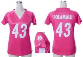 Wholesale Cheap Nike Steelers #43 Troy Polamalu Pink Draft Him Name & Number Top Women\'s Stitched NFL Elite Jersey