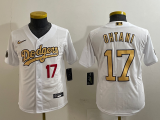Cheap Youth Los Angeles Dodgers #17 Shohei Ohtani Number White 2022 All Star Stitched Flex Base Nike Jerseys