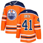 Wholesale Cheap Adidas Oilers #41 Mike Smith Orange Home Authentic Stitched NHL Jersey
