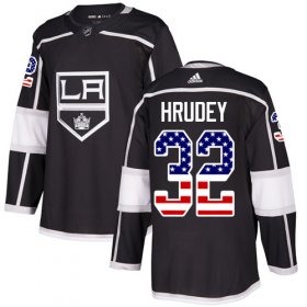 Wholesale Cheap Adidas Kings #32 Kelly Hrudey Black Home Authentic USA Flag Stitched NHL Jersey