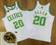 Wholesale Cheap Men's Boston Celtics #20 Ray Allen White 2008 NBA 17th Champions Patch 2007-08 Hardwood Classics Soul AU Throwback Jersey