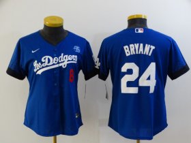 Wholesale Cheap Women\'s Los Angeles Dodgers #8 #24 Kobe Bryant Blue 2021 City Connect Number Cool Base Stitched Jersey