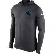 Wholesale Cheap Men's Carolina Panthers Nike Charcoal Stadium Touch Hooded Performance Long Sleeve T-Shirt