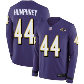 Wholesale Cheap Nike Ravens #44 Marlon Humphrey Purple Team Color Men\'s Stitched NFL Limited Therma Long Sleeve Jersey