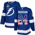 Cheap Adidas Lightning #24 Zach Bogosian Blue Home Authentic USA Flag 2020 Stanley Cup Champions Stitched NHL Jersey