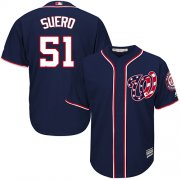 Wholesale Cheap Nationals #51 Wander Suero Navy Blue New Cool Base Stitched Youth MLB Jersey