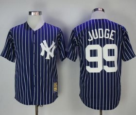 Wholesale Cheap Yankees #99 Aaron Judge Navy Blue Strip 1973 Turn Back The Clock Stitched MLB Jersey