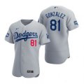 Wholesale Cheap Los Angeles Dodgers #81 Victor Gonzalez Gray 2020 World Series Champions Jersey