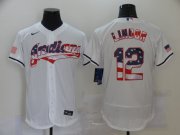 Wholesale Cheap Men's Cleveland Indians #12 Francisco Lindor White USA Flag Stitched MLB Flex Base Nike Jersey