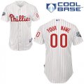 Wholesale Cheap Phillies Personalized Authentic White Red Strip w/2009 World Series Patch Cool Base MLB Jersey (S-3XL)