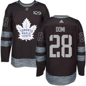 Wholesale Cheap Adidas Maple Leafs #28 Tie Domi Black 1917-2017 100th Anniversary Stitched NHL Jersey