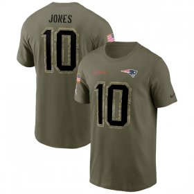 Wholesale Cheap Men\'s New England Patriots #10 Mac Jones 2022 Olive Salute to Service T-Shirt