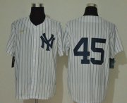 Wholesale Cheap Men's New York Yankees #45 Gerrit Cole No Name White Throwback Stitched MLB Cool Base Nike Jersey