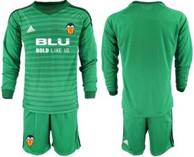 Wholesale Cheap Valencia Blank Green Goalkeeper Long Sleeves Soccer Club Jersey