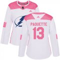 Cheap Adidas Lightning #13 Cedric Paquette White/Pink Authentic Fashion Women's Stitched NHL Jersey