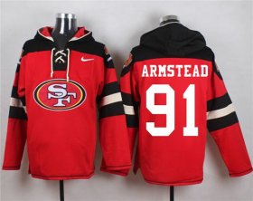 Wholesale Cheap Nike 49ers #91 Arik Armstead Red Player Pullover NFL Hoodie