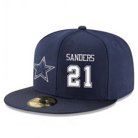 Wholesale Cheap Dallas Cowboys #21 Deion Sanders Snapback Cap NFL Player Navy Blue with White Number Stitched Hat