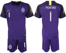 Wholesale Cheap England #1 Pickford Purple Goalkeeper Soccer Country Jersey