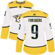 Wholesale Cheap Adidas Predators #9 Filip Forsberg White Road Authentic Women's Stitched NHL Jersey