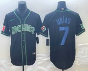 Cheap Men's Mexico Baseball #7 Julio Urias 2023 Black Blue World Classic Stitched Jersey