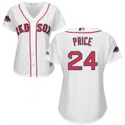 Wholesale Cheap Red Sox #24 David Price White Home 2018 World Series Champions Women's Stitched MLB Jersey