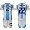 Cheap Men's Argentina #22 Lautaro White Blue 2024-25 Home Soccer Jersey Suit