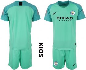 Wholesale Cheap Manchester City Blank Green Goalkeeper Kid Soccer Club Jersey