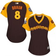 Wholesale Cheap Brewers #8 Ryan Braun Brown 2016 All-Star National League Women's Stitched MLB Jersey