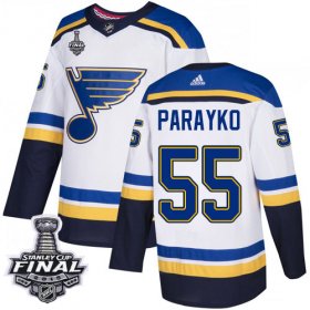 Wholesale Cheap Adidas Blues #55 Colton Parayko White Road Authentic 2019 Stanley Cup Final Stitched NHL Jersey