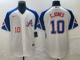 Cheap Men\'s Atlanta Braves #10 Chipper Jones Number White 2023 City Connect Cool Base Stitched Jerseys