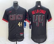 Wholesale Cheap Men's Cincinnati Reds #44 Elly De La Cruz Number Black 2023 City Connect Flex Base Stitched Baseball Jersey2