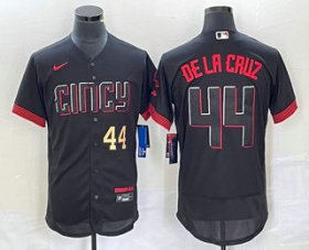 Wholesale Cheap Men\'s Cincinnati Reds #44 Elly De La Cruz Number Black 2023 City Connect Flex Base Stitched Baseball Jersey2