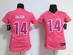 Wholesale Cheap Nike Bengals #14 Andy Dalton Pink Sweetheart Women\'s Stitched NFL Elite Jersey