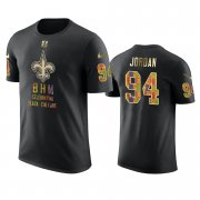 Wholesale Cheap Saints #94 Cameron Jordan Black Men's Black History Month T-Shirt