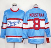 Wholesale Cheap Royals #8 Mike Moustakas Light Blue Long Sleeve Stitched MLB Jersey