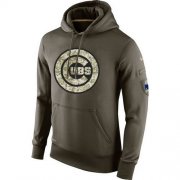 Wholesale Cheap Men's Chicago Cubs Nike Olive Salute To Service KO Performance Hoodie