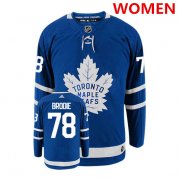 Wholesale Cheap Women's Toronto Maple Leafs #78 TJ BRODIE Royal Blue Adidas Stitched NHL Jersey