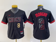 Wholesale Cheap Youth Cincinnati Reds #8 Joe Morgan Number Black 2023 City Connect Cool Base Stitched Jersey 1