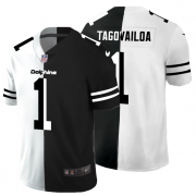 Cheap Miami Dolphins #1 Tua Tagovailoa Men's Black V White Peace Split Nike Vapor Untouchable Limited NFL Jersey