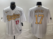 Cheap Men's Los Angeles Dodgers #17 Shohei Ohtani Number White 2022 All Star Stitched Cool Base Nike Jersey
