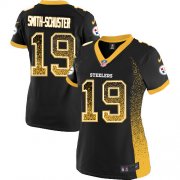 Wholesale Cheap Nike Steelers #19 JuJu Smith-Schuster Black Team Color Women's Stitched NFL Elite Drift Fashion Jersey