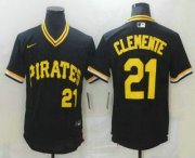Wholesale Cheap Men's Pittsburgh Pirates #21 Roberto Clemente Black Mesh Batting Practice Throwback Nike Jersey