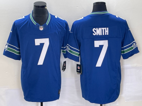 Wholesale Cheap Men\'s Seattle Seahawks #7 Geno Smith Royal 2023 F.U.S.E. Vapor Limited Throwback Stitched Jersey