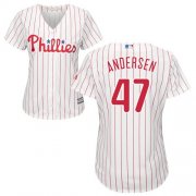 Wholesale Cheap Phillies #47 Larry Andersen White(Red Strip) Home Women's Stitched MLB Jersey